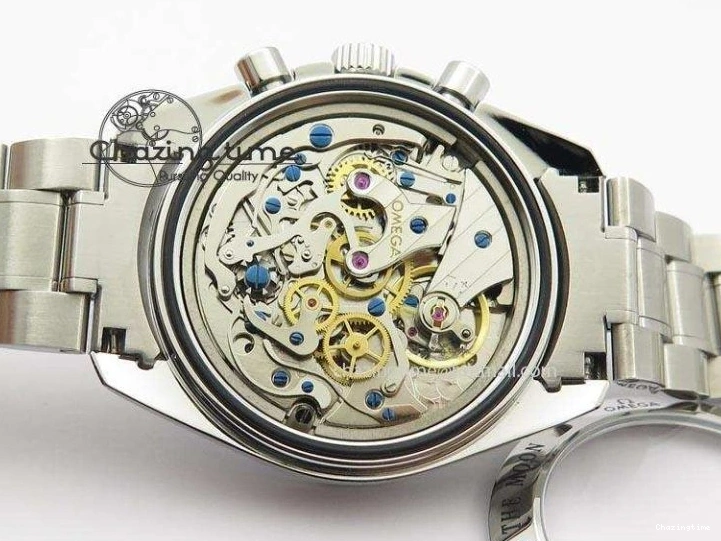 0118 Speedmaster MoonWatch  Apollo 16 Black Dial On SS Bracelet Supportive 8231